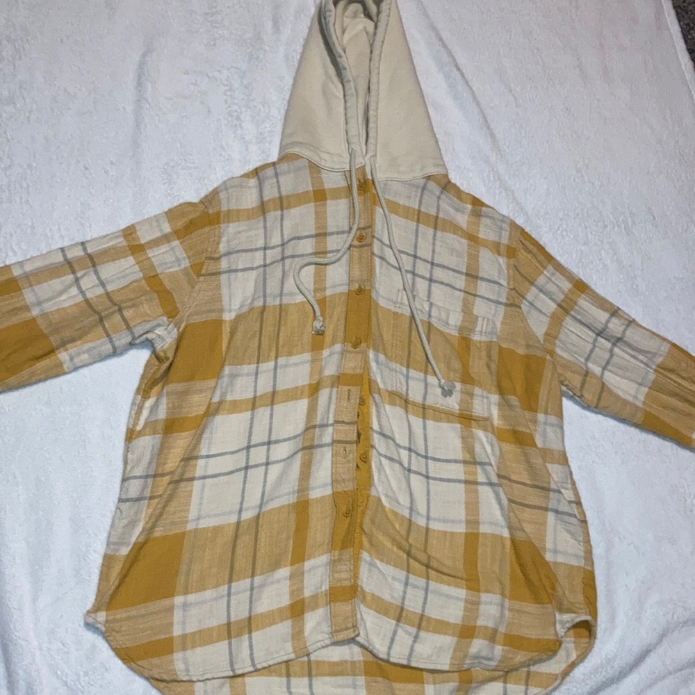 American Eagle button up flannel with a hood